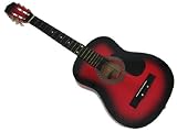 32 Inch Childrens Red Beginner Acoustic Starter Guitar & Free Mini Rubber Guitar & Pick
