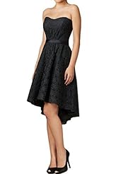 Strapless Charmeuse Cocktail Short Lace Bridesmaid Dress/Prom Dress 