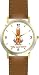 Orange Cat Runnig from Vet - Cat Cartoon or Comic - JP Animal - WATCHBUDDY&reg; DELUXE TWO-TONE THEME WATCH - Arabic Numbers - Brown Leather Strap-Size-Women's Size-Small