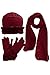 Burgundy Plush Fur Trim Fleece 3 Piece Hat Scarf & Glove Set