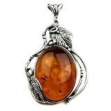 Amber and Sterling Silver Antique Pednant