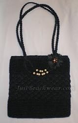 Crocheted Toyo Beach Bag. Black