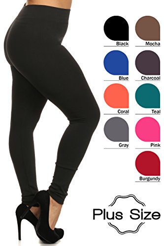 Seamless High Waist Full Length Plus Size Leggings with Thin Fleece Lining