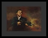Al Pacino (Scarface - Firing Machine Gun) Movie Framed & Matted Poster Print - 16 X 20