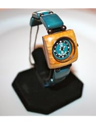 Ecowrist Blue Tagua Strap Guayacan Wood Face Womens Watch #TAG GyBe