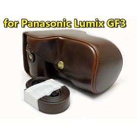 GUMP PU Leather Camera Case for Panasonic Lumix GF3 GF-3 14-42 mm lens camera dark brown