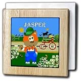 Decorative Bear Wearing Overalls with the name Jasper - 6 Inch Tile Napkin Holder