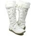 MINK Fur Suede Lace Up Winter Boots White