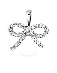 Mini Bow Pendant in Sterling Silver with Cubic Zirconias CZ