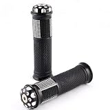 Comfort Anti-Slip Black Rubber Gel Handlebar Mount Gear Grips 7 8 with Billet Bar End... by Astra Security