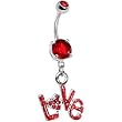 Ruby Red Gem Love Belly Ring