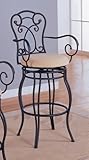 29"h Upholstered Seat Barstool In Black Metal Finish