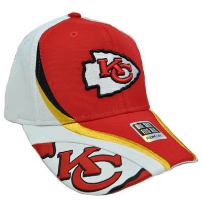 NFL Kansas City Chiefs Red Yellow Gold White Reebok Rbk Flex Fit Nylon Hat Cap