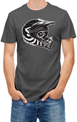 T-shirt Motocross helmet Skull Grey Dark XL