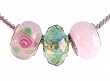 Pandora Style Charm Bead Set (Z181) Murano Style and Faceted Glass (Fits Troll too) ~ Pink & Green