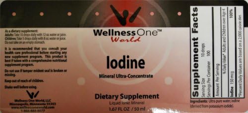 Iodine - Premium Liquid Mineral (100 days at 150 mcg Per 10 Drop Serving) 50 ml bottle