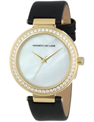 Kenneth Jay Lane Womens KJLANE-2604S-01 2600 Series Analog Display Japanese Quartz Black Watch