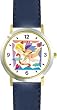 Cupid with Bow & Arrow in Pastel - Cherub, Angel or Cupid Theme - WATCHBUDDY&reg; DELUXE TWO-TONE THEME WATCH - Arabic Numbers - Blue Leather Strap-Size-Large ( Men's Size or Jumbo Women's Size )