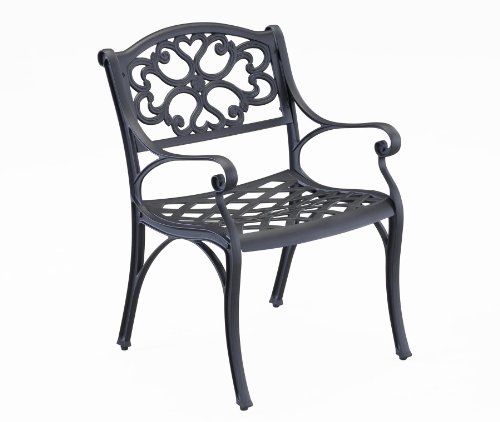 Home Style 5554-802 Biscayne Dining Arm Chair, Black Finish, Set of 2