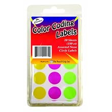 Pencil Grip The Classics Color Coding Labels, Neon, 20 Sheets, 180 Count (TPG-460)