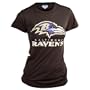 Baltimore Ravens Women's Retro Vintage T-Shirt (Black Wash, Large)