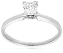 14k Choice of White or Yellow Gold Princess Cut Solitaire Diamond Engagement Ring (1/2 ct, H-I Color, SI2-I1 Clarity)