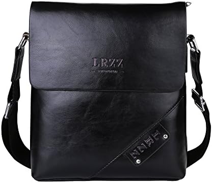 Men's Fashion Top Designed PU Leather Shoulder Bag Messenger Bag Purse (Black)