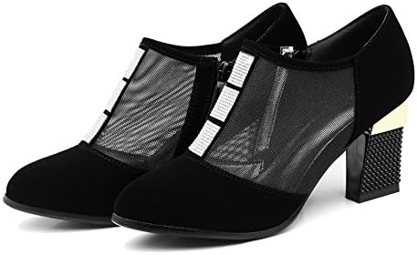 JackGon Spring new high heels deep mouth shoes Europe and thick shoes with pointed shoes Black 7.5 B(M) US