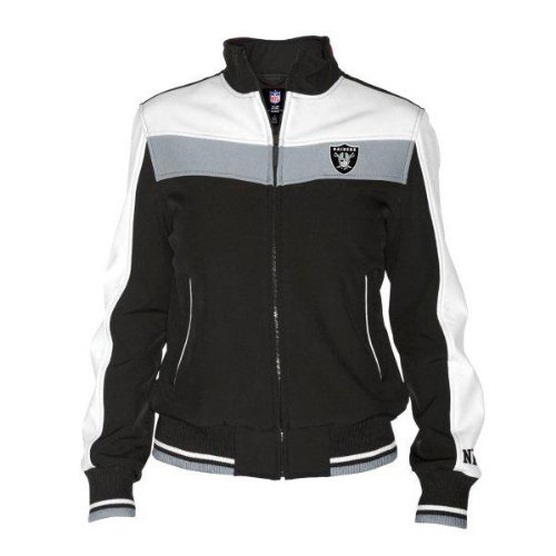 Oakland Raiders Women's Dazzle Script Black Full-Zip Track Jacket