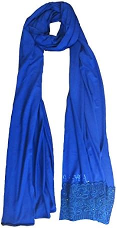 Kashkha Jersey Cotton Hijab Scarf with Lace Trim (Royal Bue)