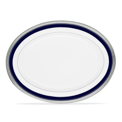 Noritake Crestwood Cobalt Platinum Oval Platter, 14-inches
