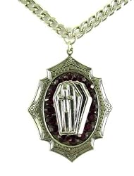 Small Rocker Jewelry Coffin Pendant red crystals