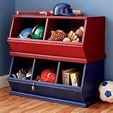 Kids Wooden Primary Storage Bin - 2-Bin Palooza (Dk. Chocolate) 36.5 x 19.25 x 16.94h