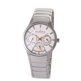 Skagen Women's Stainless Steel 3 Dials Multi Function Crystal Index Watch #745SSXR