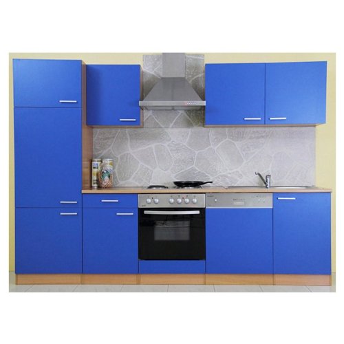 Küche 280 cm Leerblock Buche Nachbildung Blau 