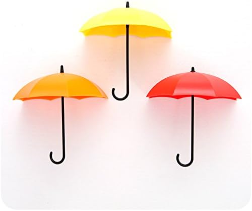 DINHAND Umbrella Shape Strong Sticky Hooks Kitchen,Bathroom,Bedroom,Living Room Super Weigh Hook up Hooks &amp; Rails(3-Pack)