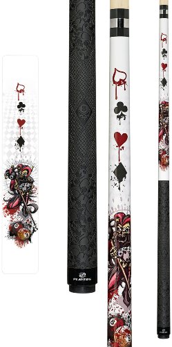 Players D-JS White with Jester on Pool Balls and Dripping Card Suits Cue, 18-Ounce