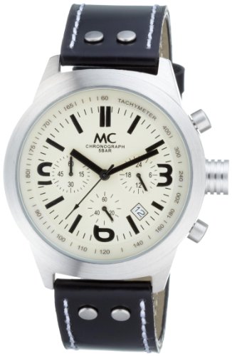 MC Herrenarmbanduhr Chronograph, Tachymeter Lederband 26032