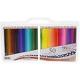 Us Art Supply 50 Piece Artist Grade Colored Pencil Set Bundle with Reusable Plastic Carry Case, 7-Inch