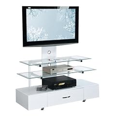 TV - Tisch Glas/Wei� - TV-05/121 - Klarglas - Gestel Metall Wei�