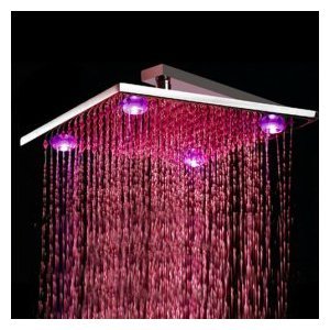 Factory drop-ship 12 inch Chrome Brass Square LED Rainfall Shower Head (Without Shower Arm)