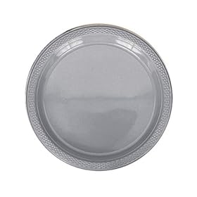 "Silver Sparkle Party Plate, plastic, 20 Pack, 22.8cm"