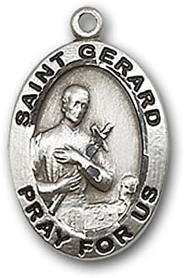 Oval Sterling Silver St. Gerard Majella Medal Pendant with 18" Sterling Silver Chain in Gift Box Patron Saint of Expectant Mothers. Catholic Saint Gerard Majella Patron Saint of Childbirth, Expectant Mothers, Pregnant Women, Fertility, Pregnancy, Safe Delivery, Infertility.
