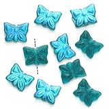 Czech Glass Beads Blue Zircon Ghost Butterfly 11 x 14 (10 Beads)