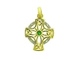 9ct Gold Celtic Emerald & Diamond Cross Pendant