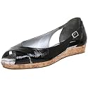 Via Spiga Women's Moon Peep Toe Flat,Black Naplack,7 M US
