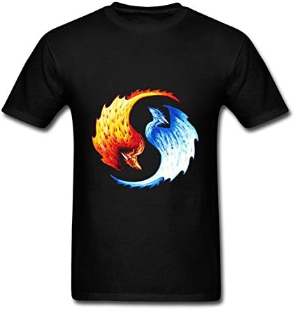 XLKHGF Yin Yang Dragon Fantasy Art Man 100% Cotton Round Neck Design T-shirt Black