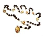 Chaplet of The Seven Sorrows Rosary - 18in. Silver Chain - Wood Beads with Illustrated Medals and Centerpieces - IMPORTED FROM ITALY - Gift Boxed