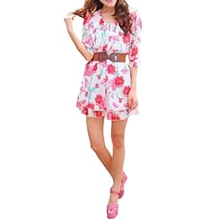 V-neck Chiffon Floral Print Peplum Tunic 