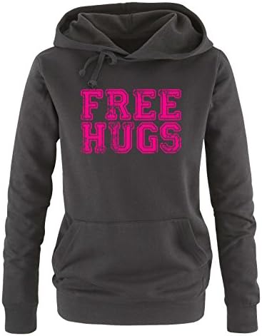 Comedy Shirts Women's Free Hugs Hoodie S Black/Pink